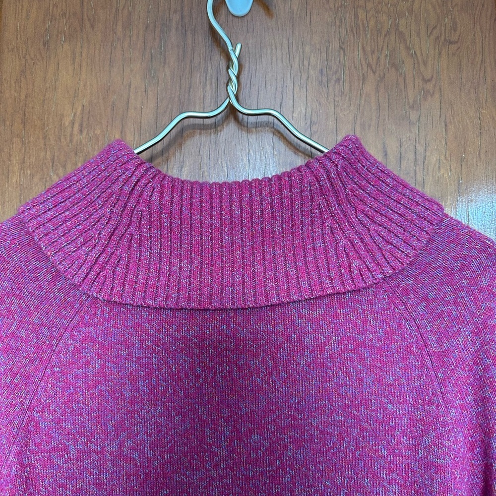 Talbots Marled Cowlneck Sweater Dark Pink Women’s Size PL Wool Cotton - Picture 4 of 5